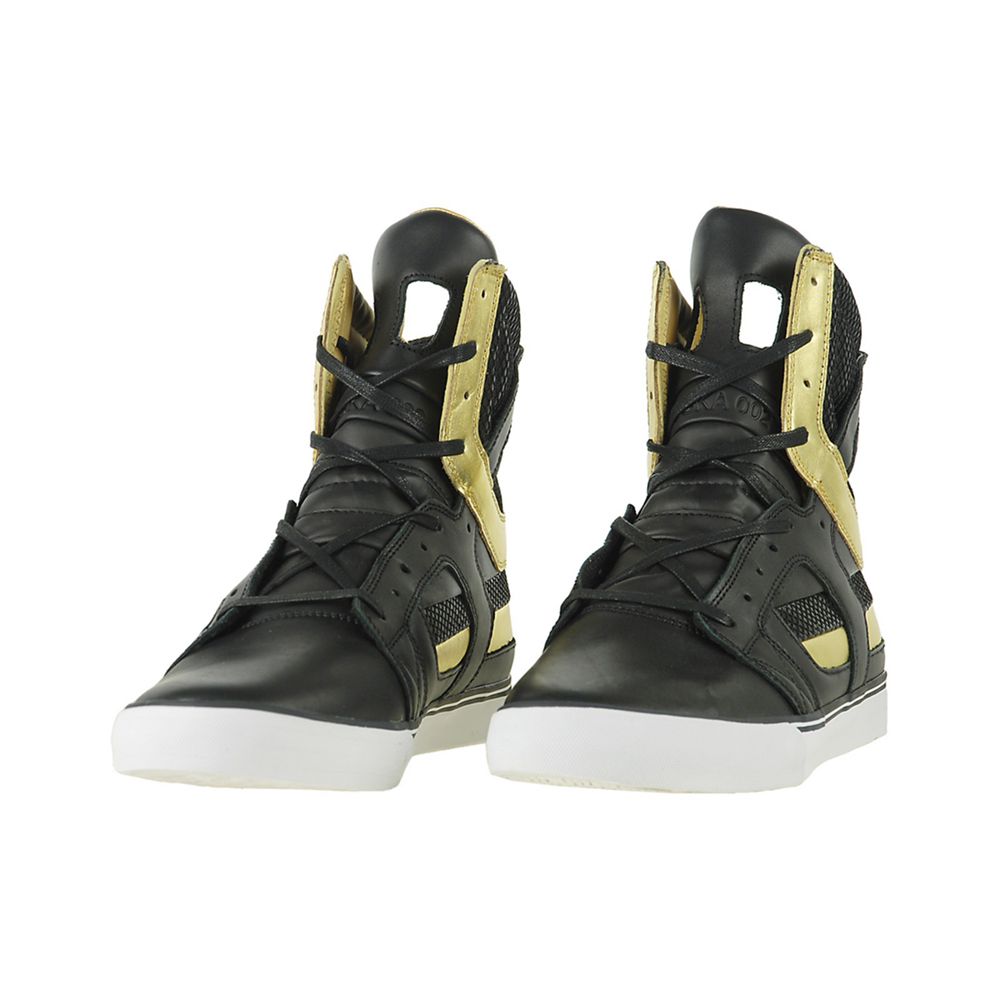 Baskets Montantes Supra SkyTop II Noir Doré Black/Gold Homme | UHA-62726067